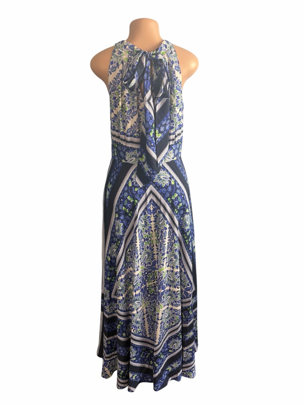 Eliza J Scarf Print Navy and White Floral Halter Maxi Dress - Picture 7 of 10